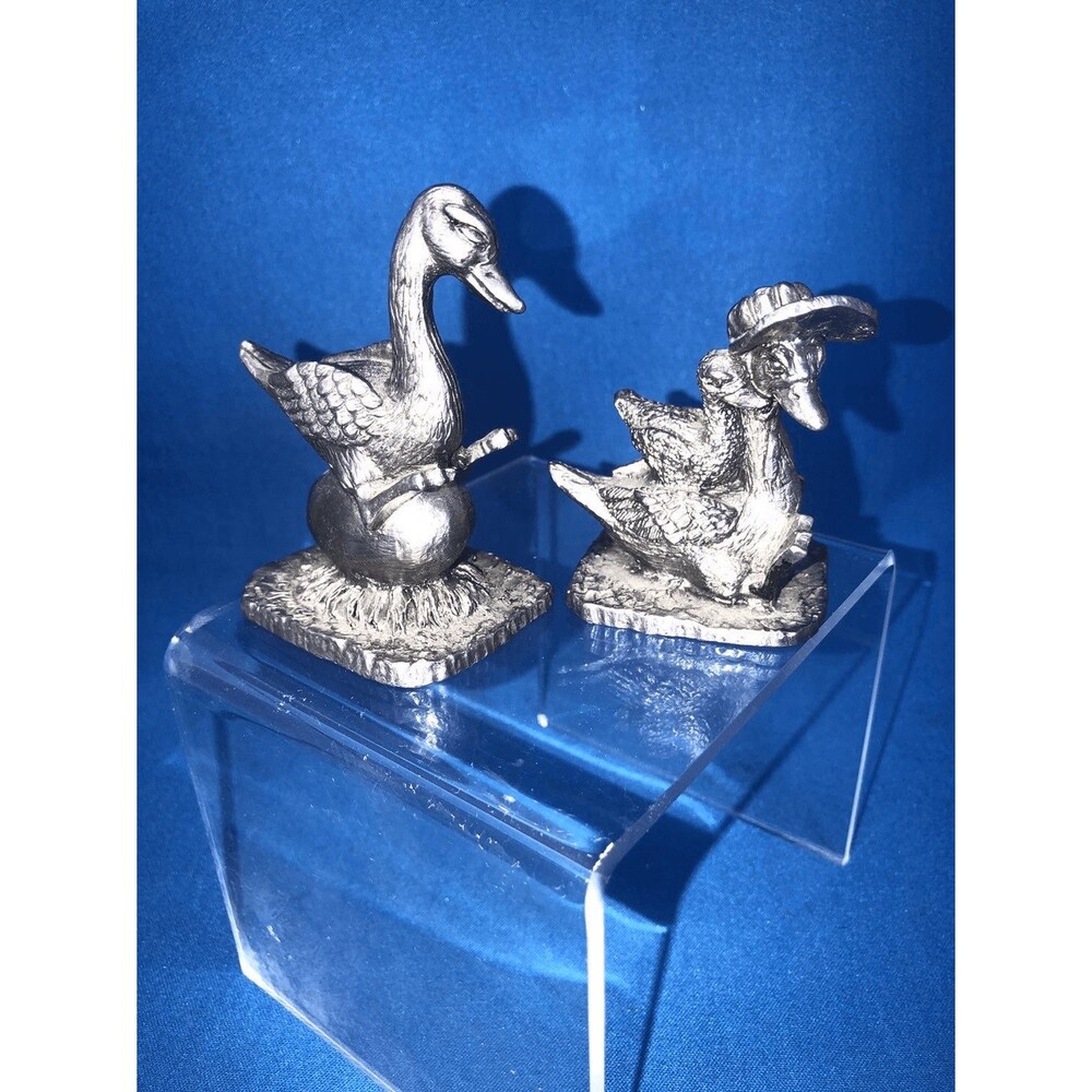 Vintage Michael Ricker Pewter Duck Figurine 2 pc